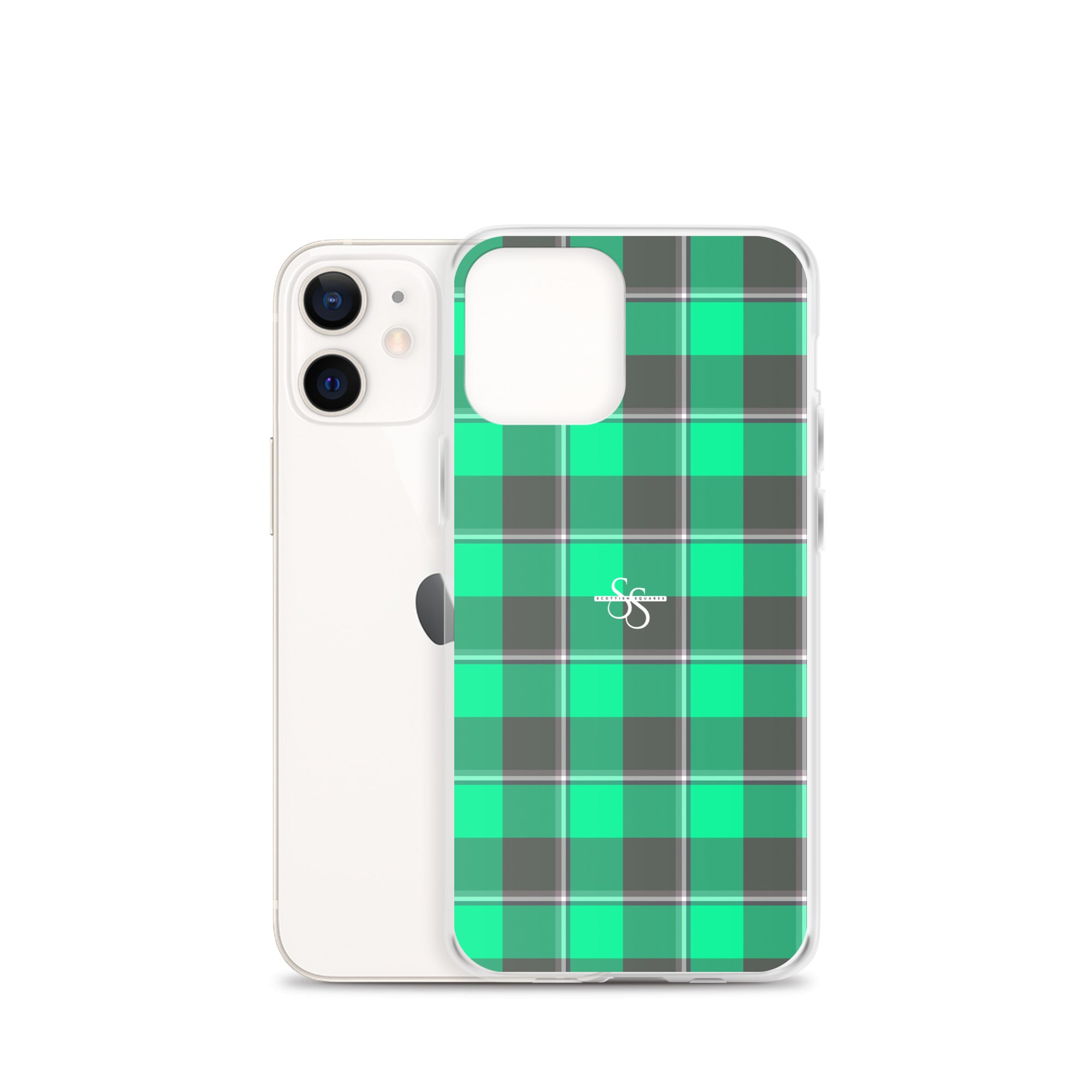 Clear Case for iPhone Spring Green and Finlandia Plaid - Scottish Squares