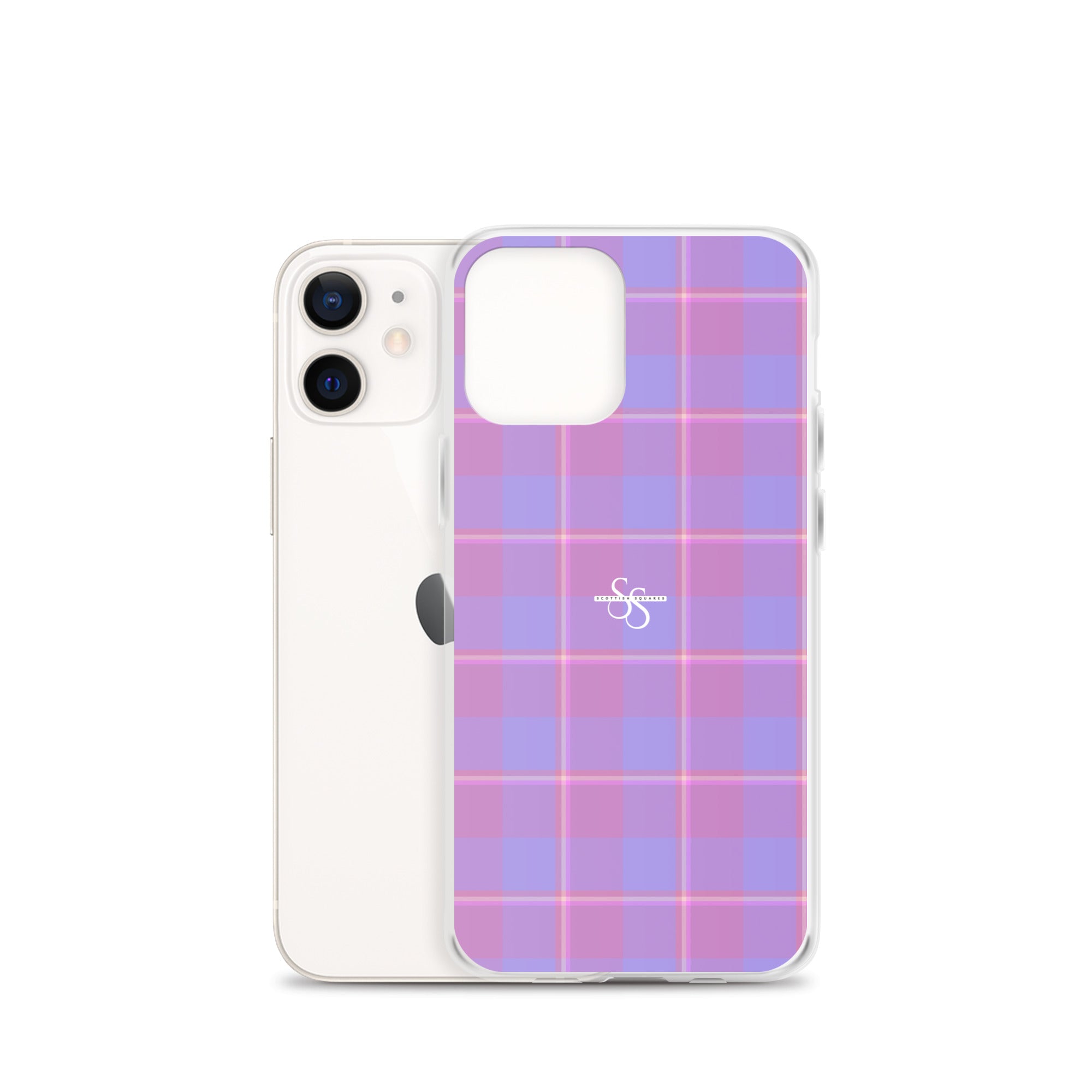 Clear Case for iPhone Viola and Dull Lavender Plaid - Scottish Squares