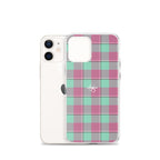 Clear Case for iPhone Vista Blue and Turkish Rose Plaid - Scottish Squares