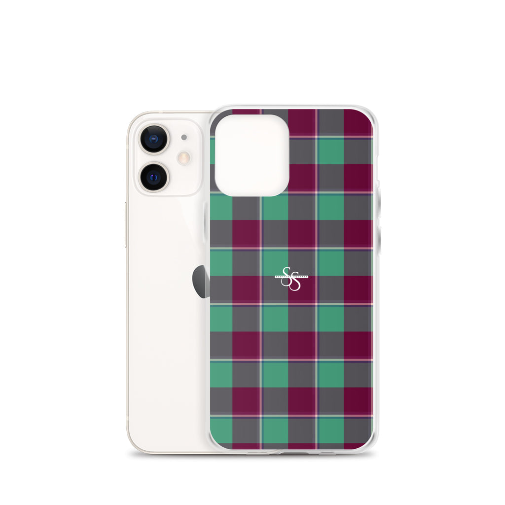 Clear Case for iPhone Ocean Green and Mulberry Wood Plaid - Scottish Squares
