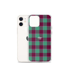 Clear Case for iPhone Ocean Green and Mulberry Wood Plaid - Scottish Squares