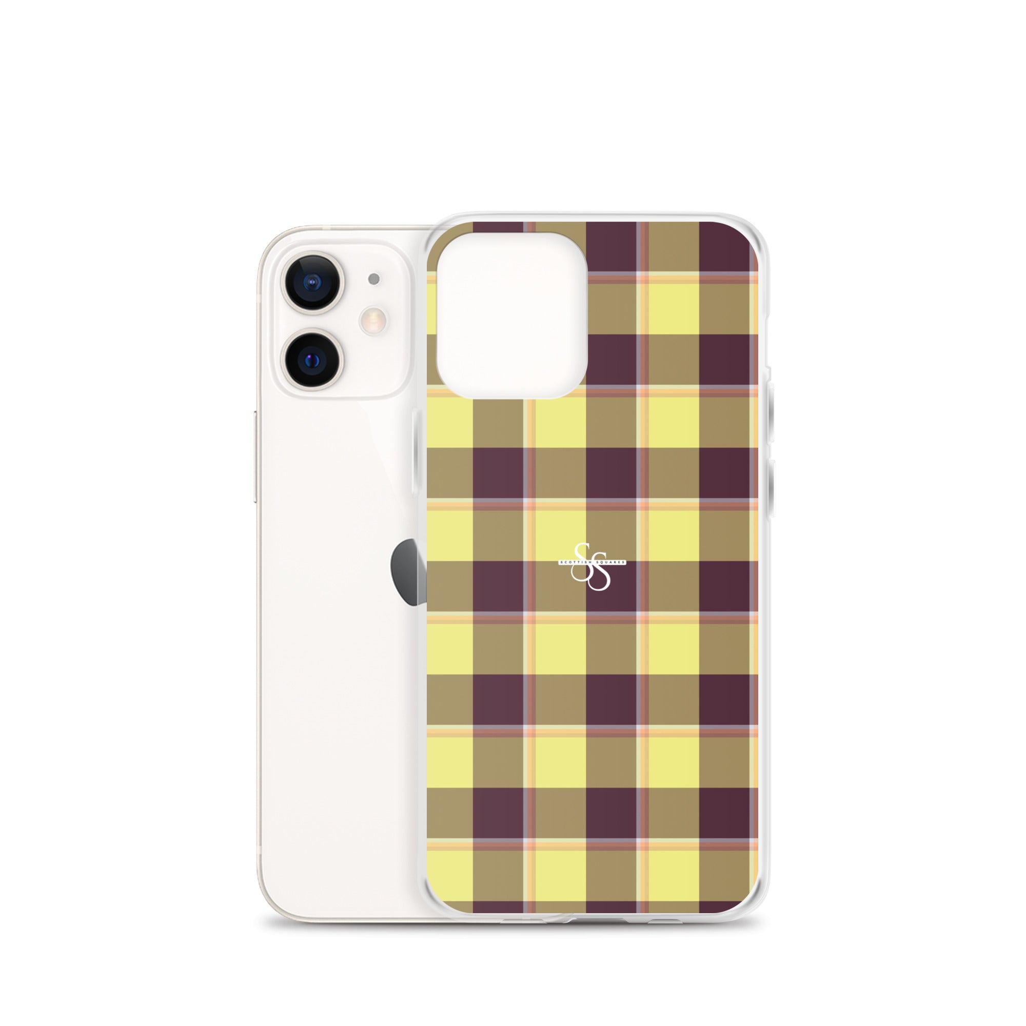 Clear Case for iPhone Flax and Livid Brown Plaid - Scottish Squares