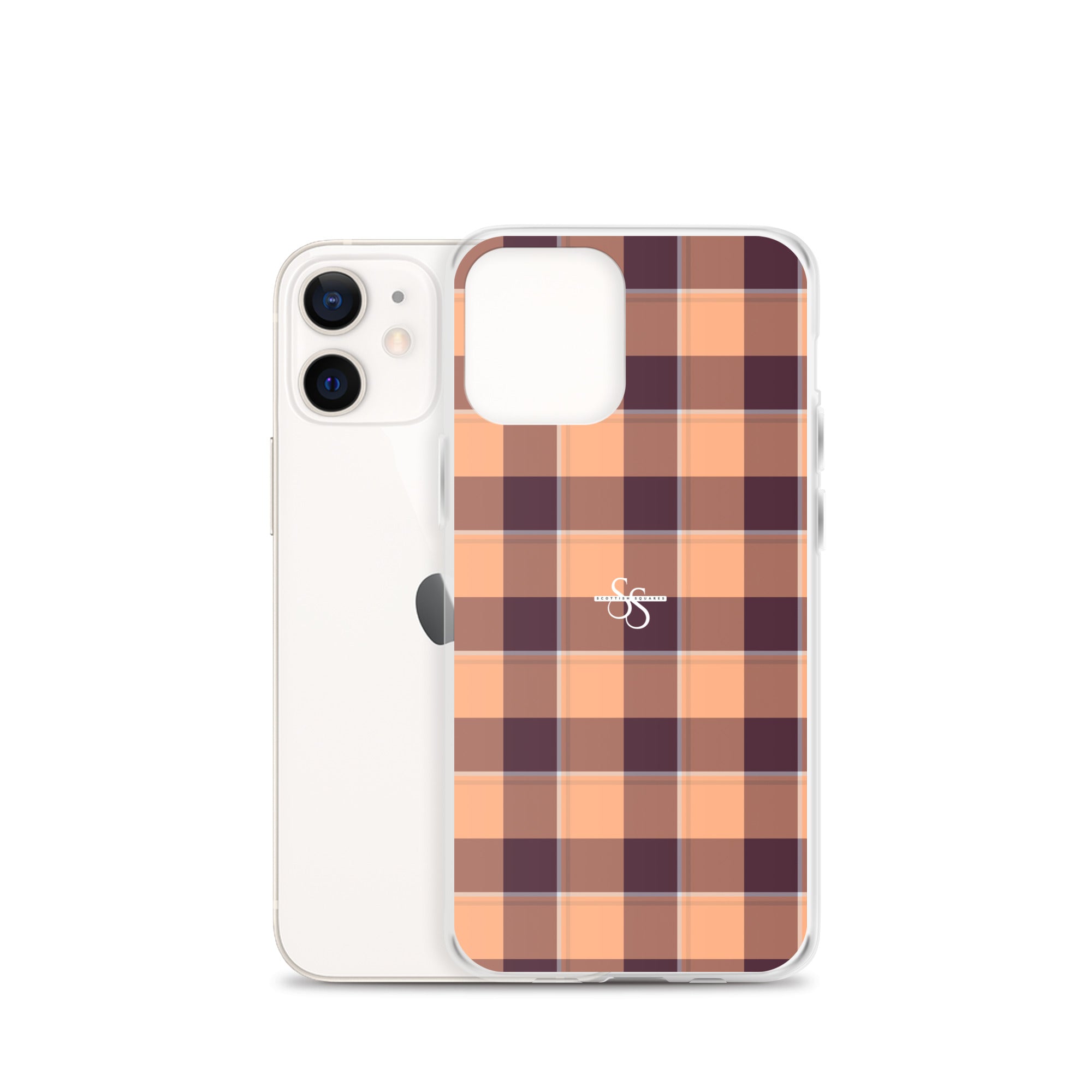 Clear Case for iPhone Hit Pink and Livid Brown Plaid - Scottish Squares