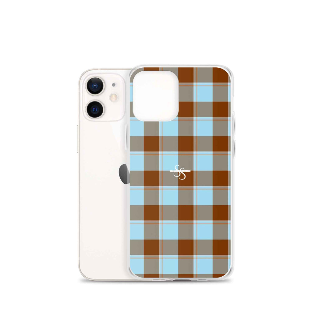 Clear Case for iPhone Blizzard Blue and Livid Brown Plaid - Scottish Squares