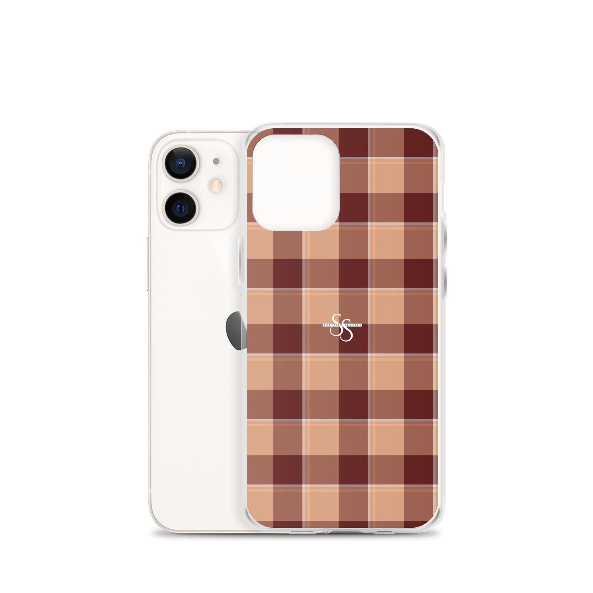 Clear Case for iPhone Whiskey and Livid Brown Plaid - Scottish Squares