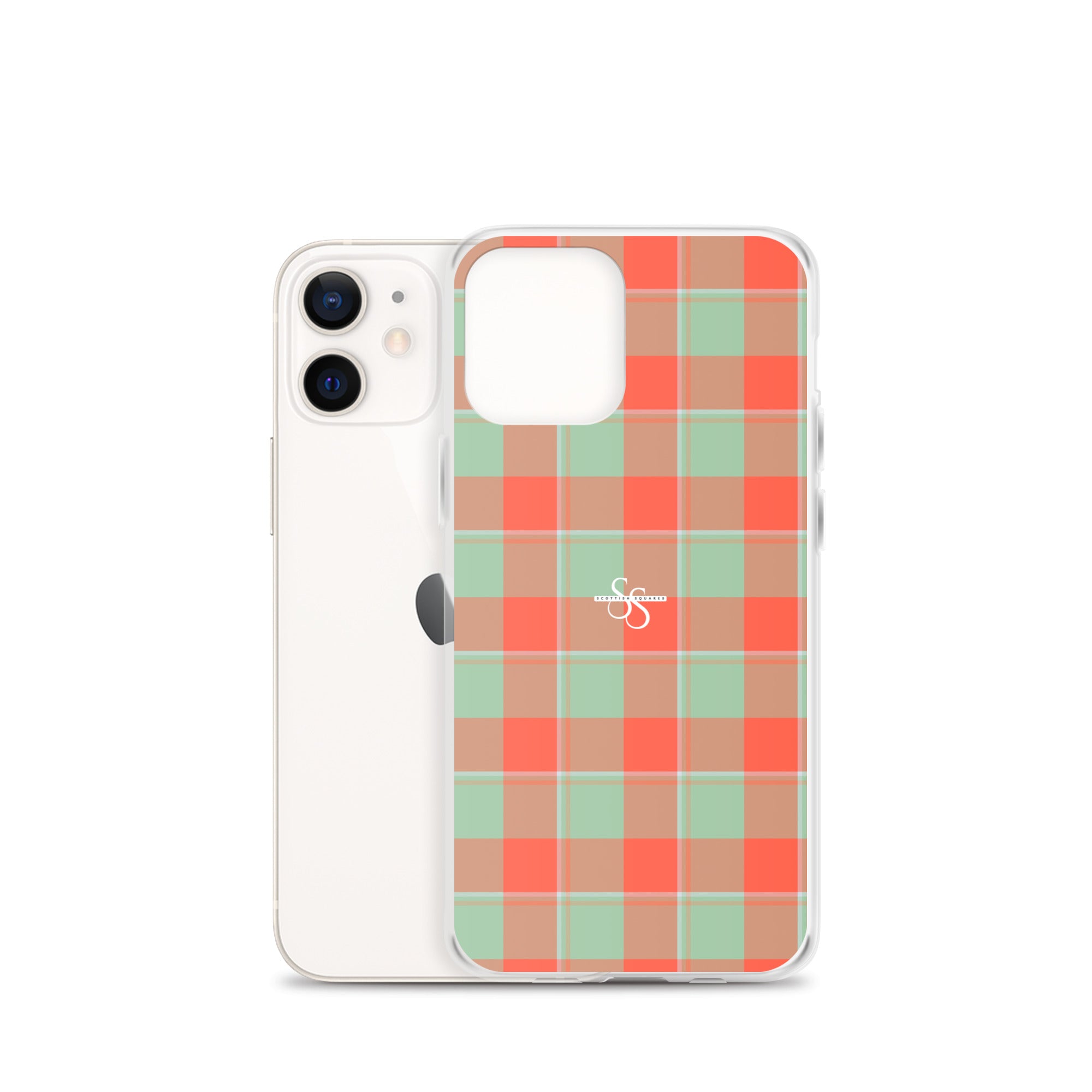 Clear Case for iPhone Spring Rain and Persimmon Plaid - Scottish Squares