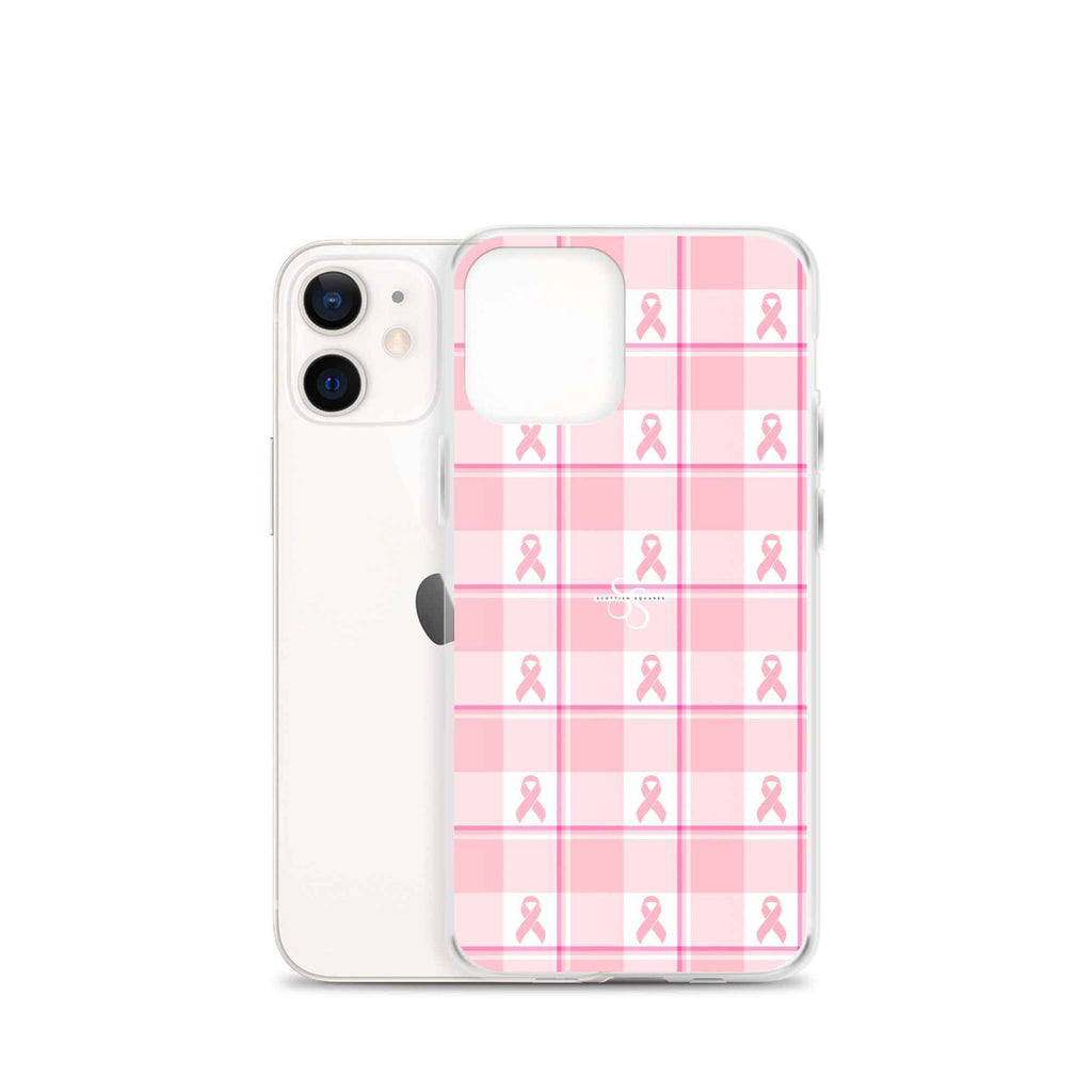 Clear Case for iPhone Breast Cancer Awareness Plaid - Scottish Squares