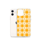 Clear Case for iPhone Kidney Cancer Awareness Plaid, Orange Ribbon, Supportive Gift - Scottish Squares