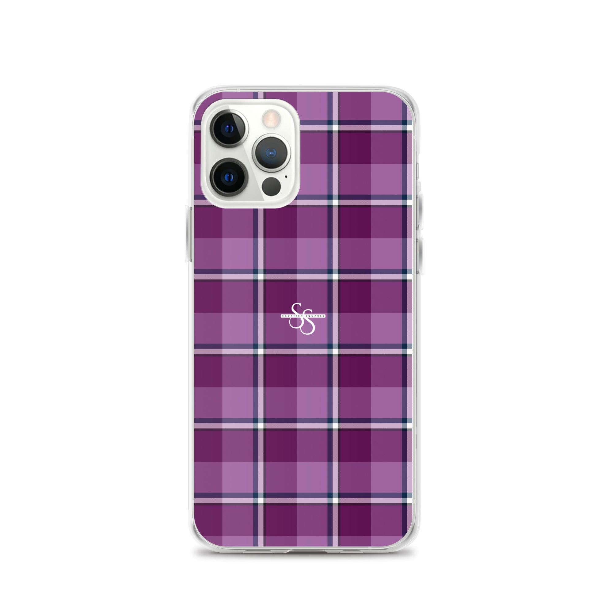 Clear Case for iPhone Purple and Trendy Pink Plaid iPhone 12 Pro - Scottish Squares