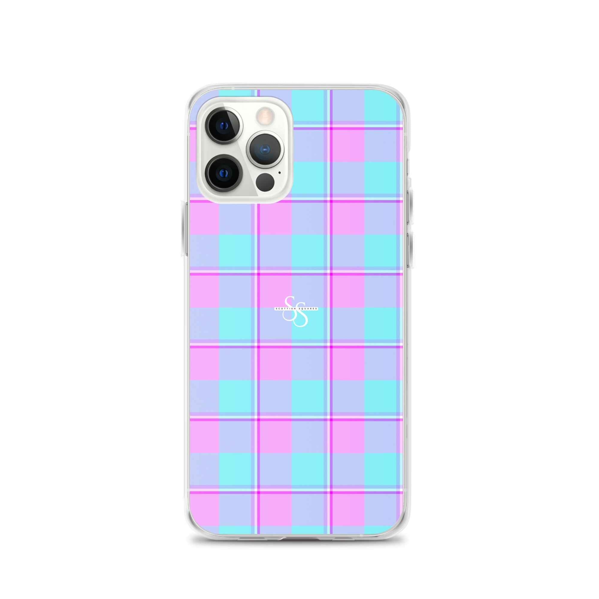 Clear Case for iPhone Mauve and Coastal Mist Plaid iPhone 12 Pro - Scottish Squares