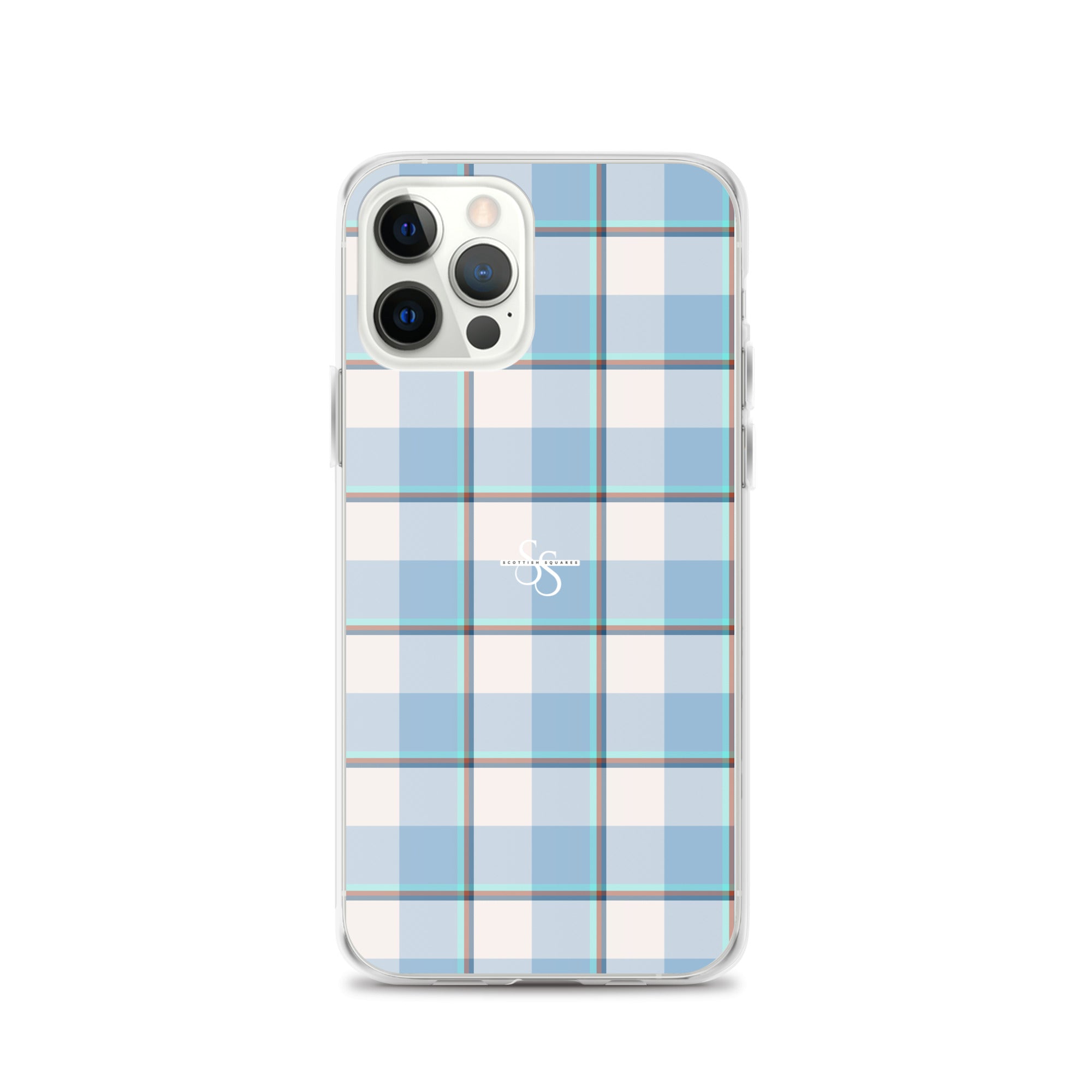 Clear Case for iPhone Pink Cloud and Blue Lagoon Plaid iPhone 12 Pro - Scottish Squares