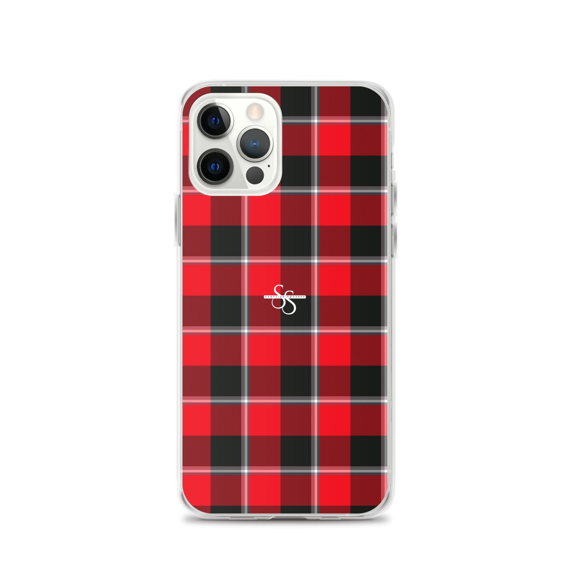 Clear Case for iPhone Red Ribbon and Heavy Metal Plaid iPhone 12 Pro - Scottish Squares