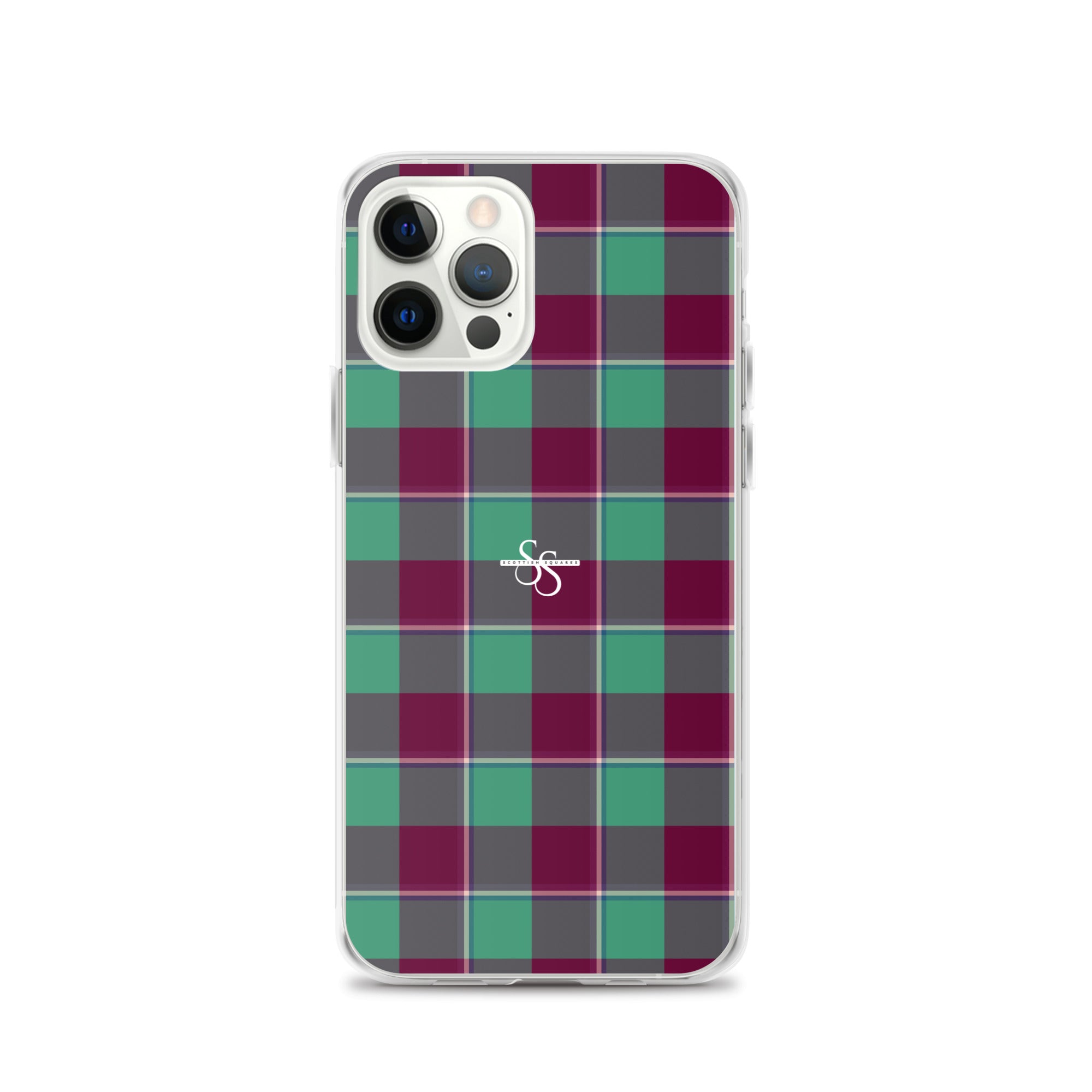 Clear Case for iPhone Ocean Green and Mulberry Wood Plaid iPhone 12 Pro - Scottish Squares