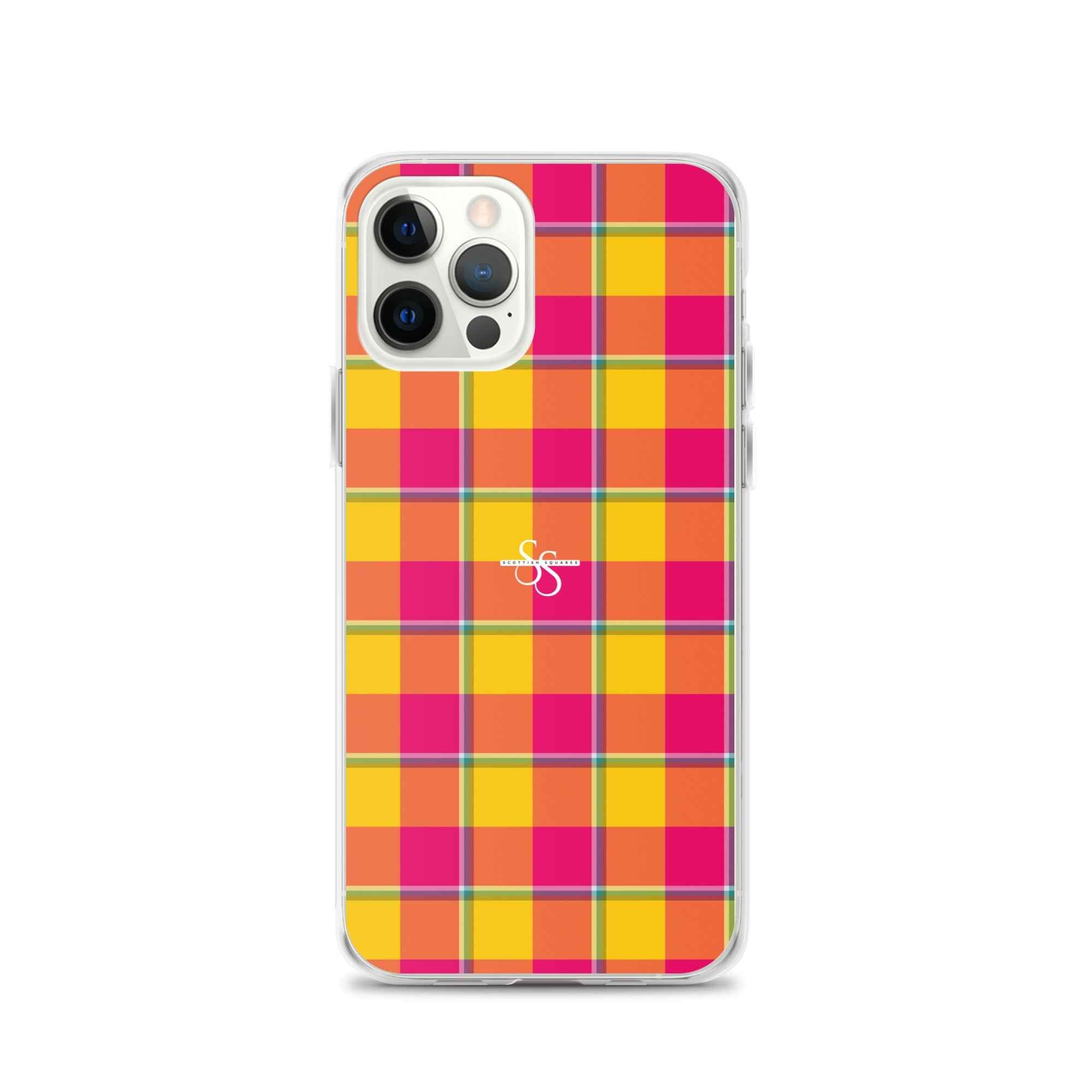 Clear Case for iPhone Corn and Razzmatazz Plaid iPhone 12 Pro - Scottish Squares