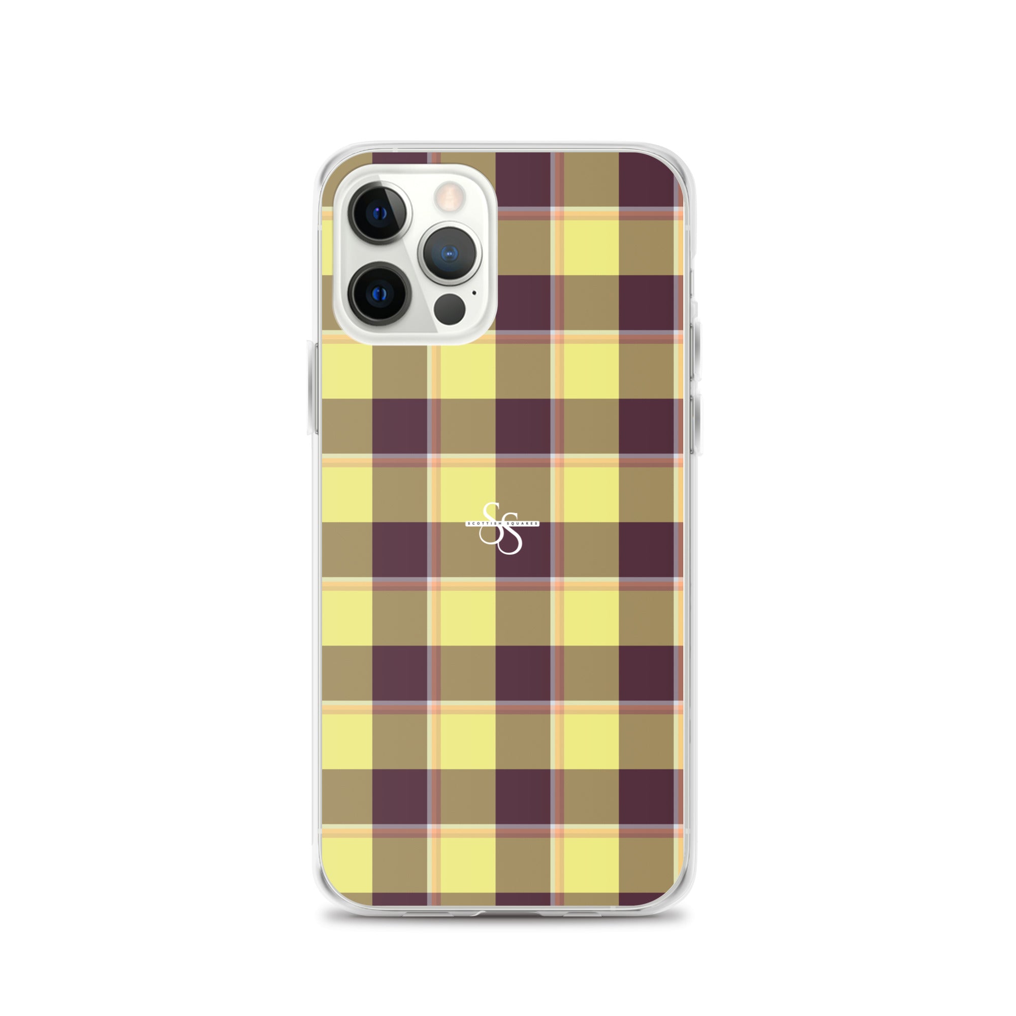 Clear Case for iPhone Flax and Livid Brown Plaid iPhone 12 Pro - Scottish Squares