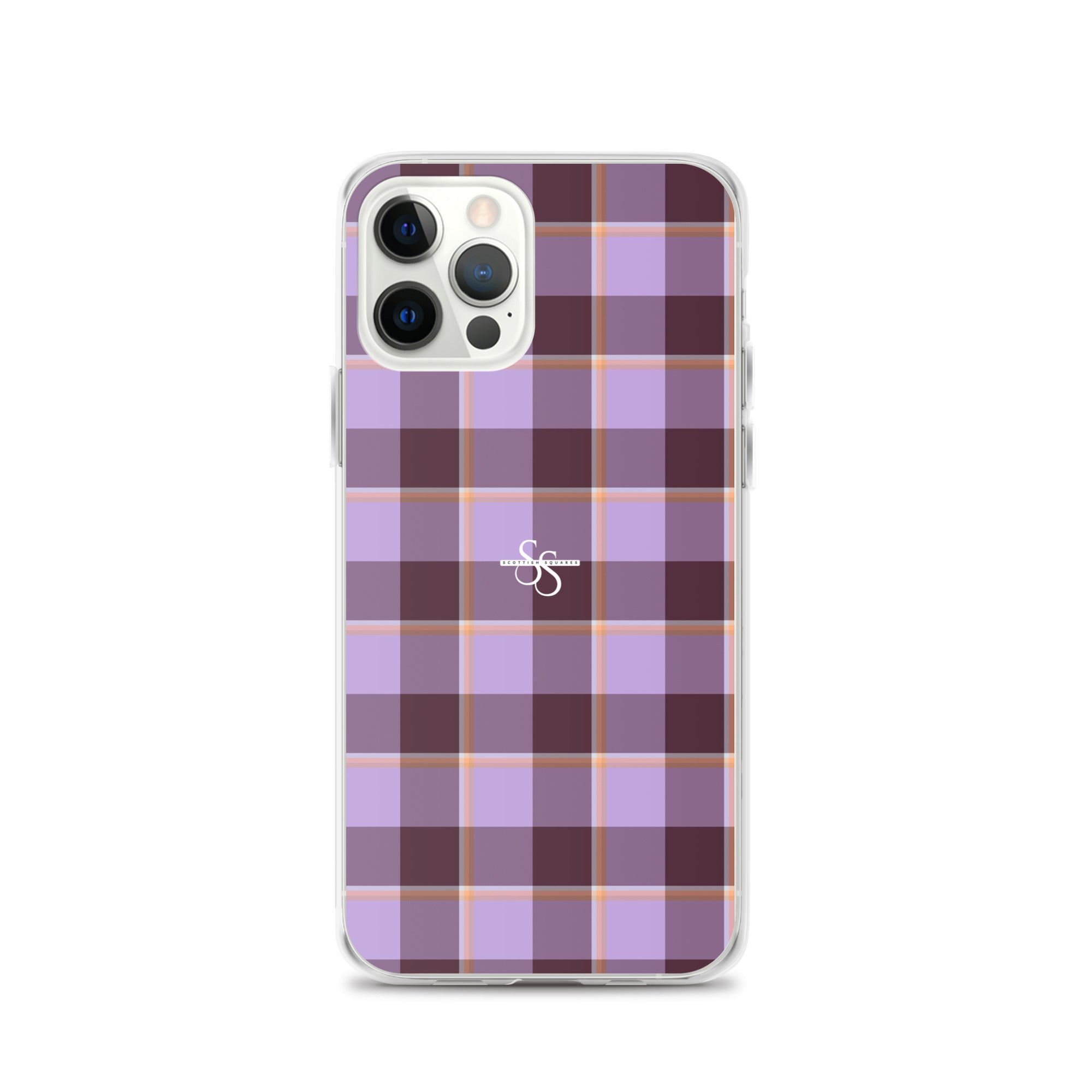 Clear Case for iPhone Light Wisteria and Livid Brown Plaid iPhone 12 Pro - Scottish Squares