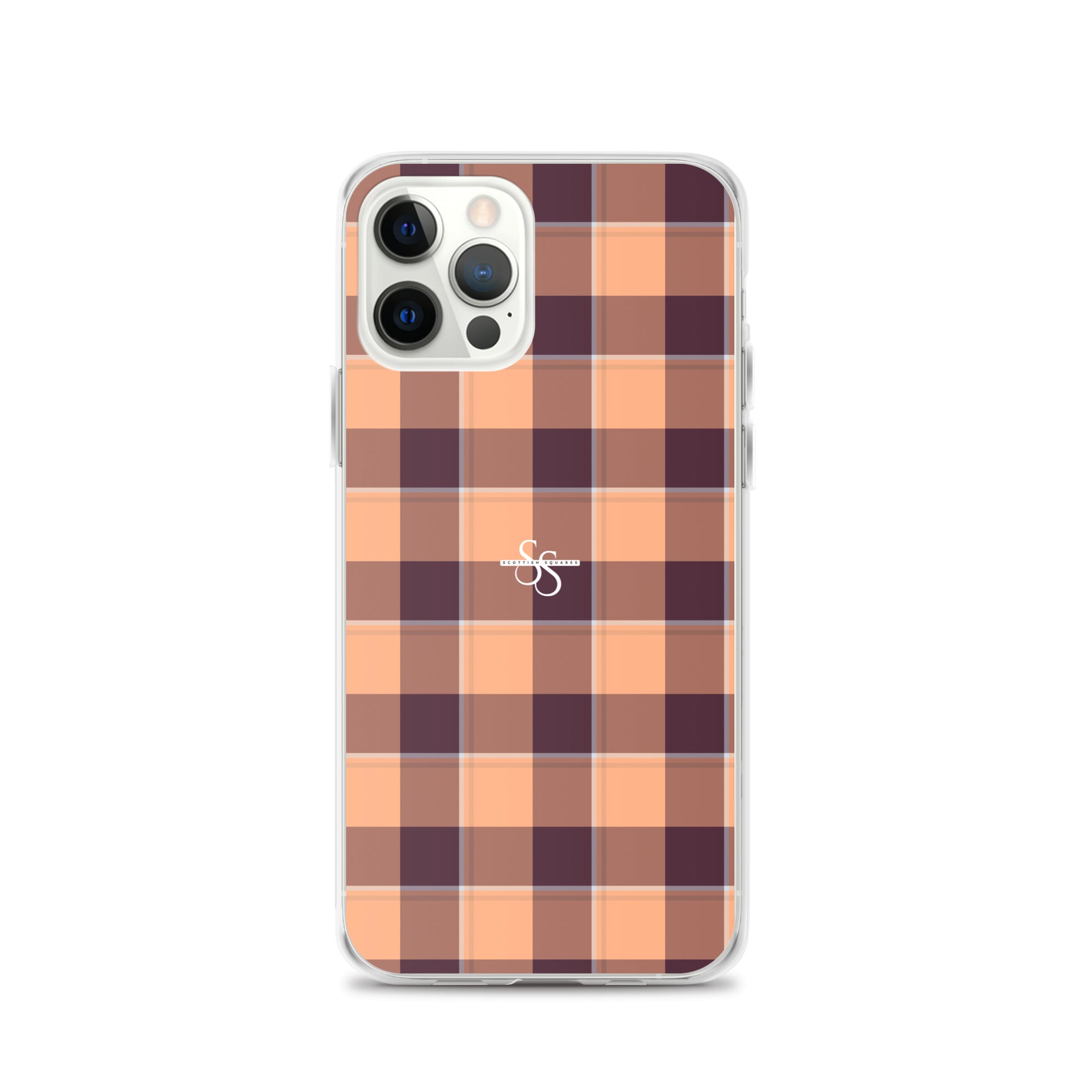 Clear Case for iPhone Hit Pink and Livid Brown Plaid iPhone 12 Pro - Scottish Squares