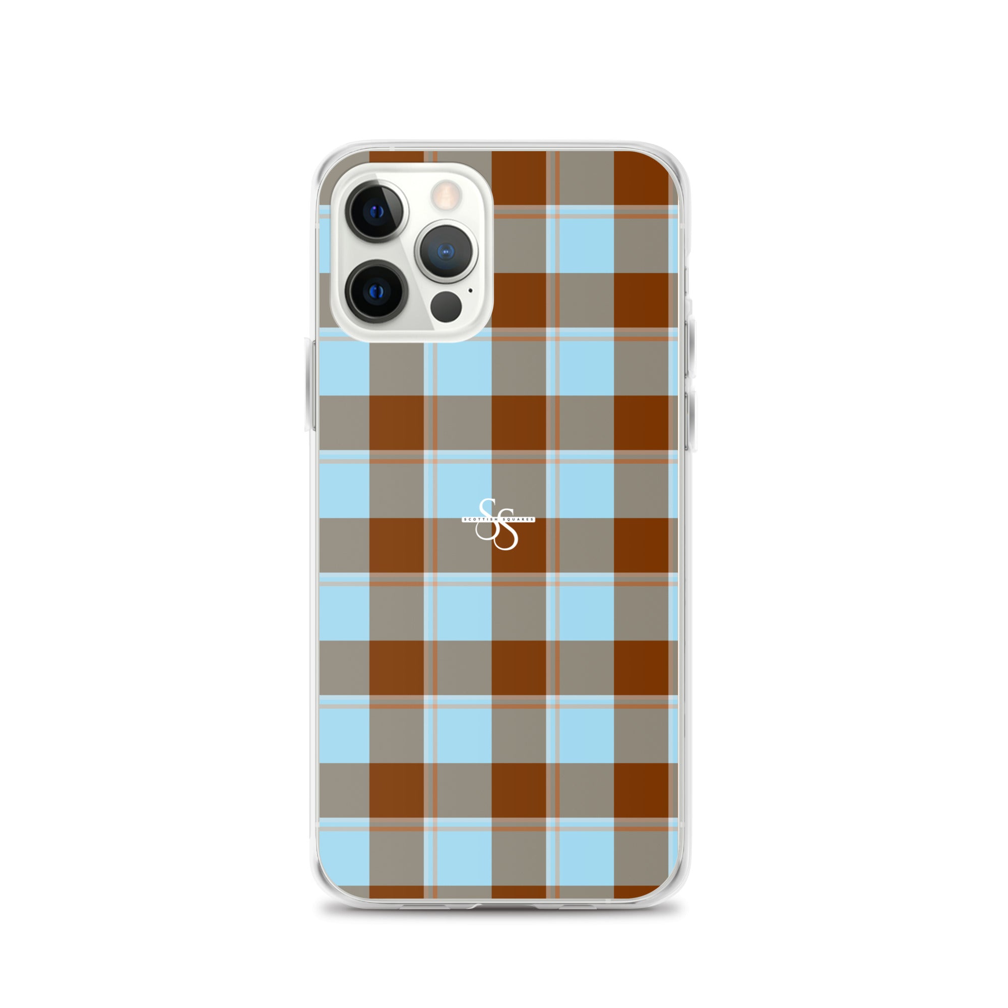 Clear Case for iPhone Blizzard Blue and Livid Brown Plaid iPhone 12 Pro - Scottish Squares