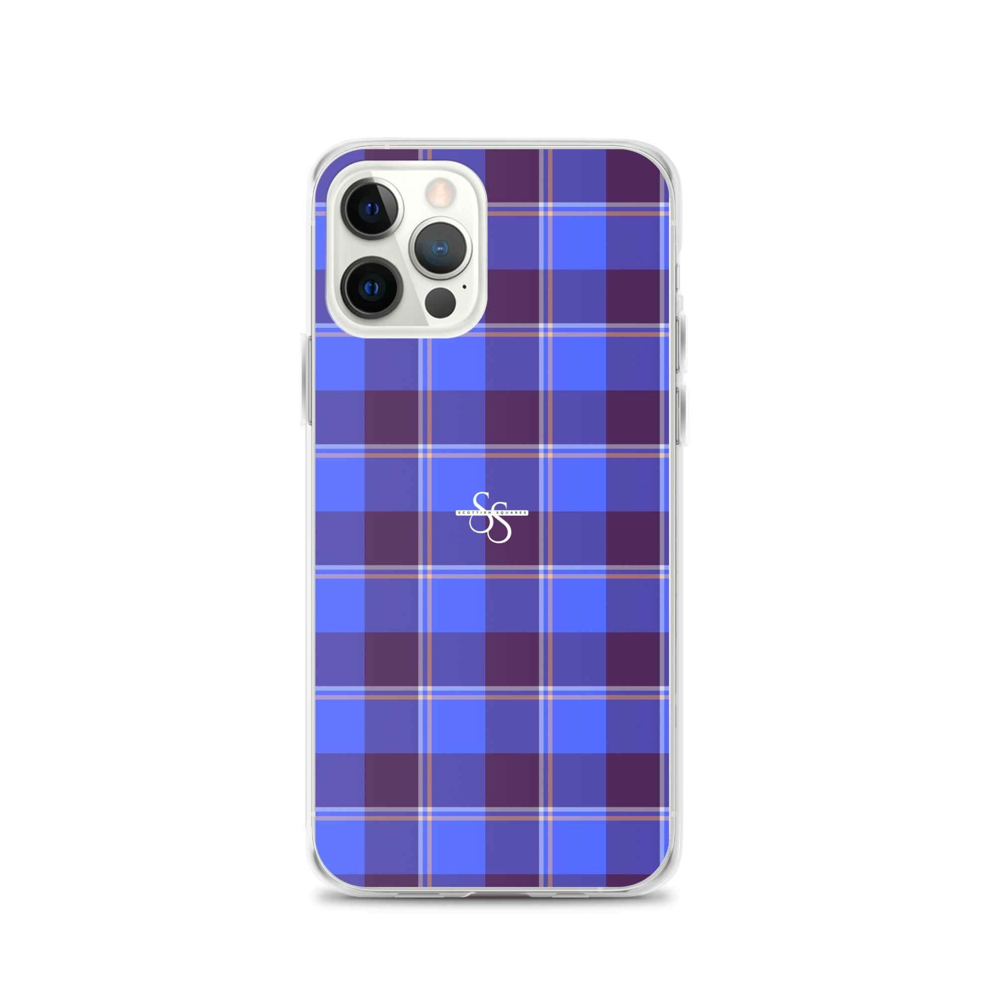 Clear Case for iPhone Cornflower Blue and Livid Brown Plaid iPhone 12 Pro - Scottish Squares