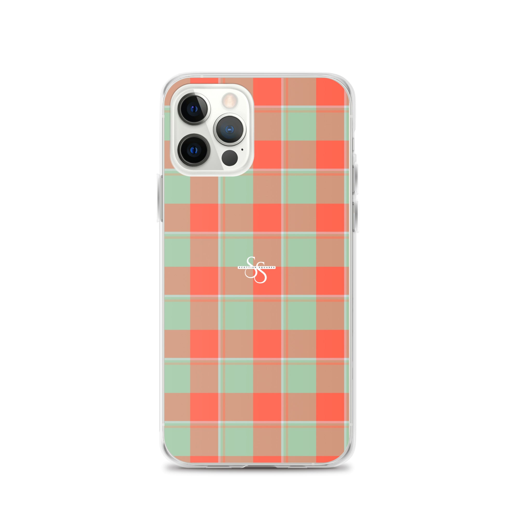 Clear Case for iPhone Spring Rain and Persimmon Plaid iPhone 12 Pro - Scottish Squares
