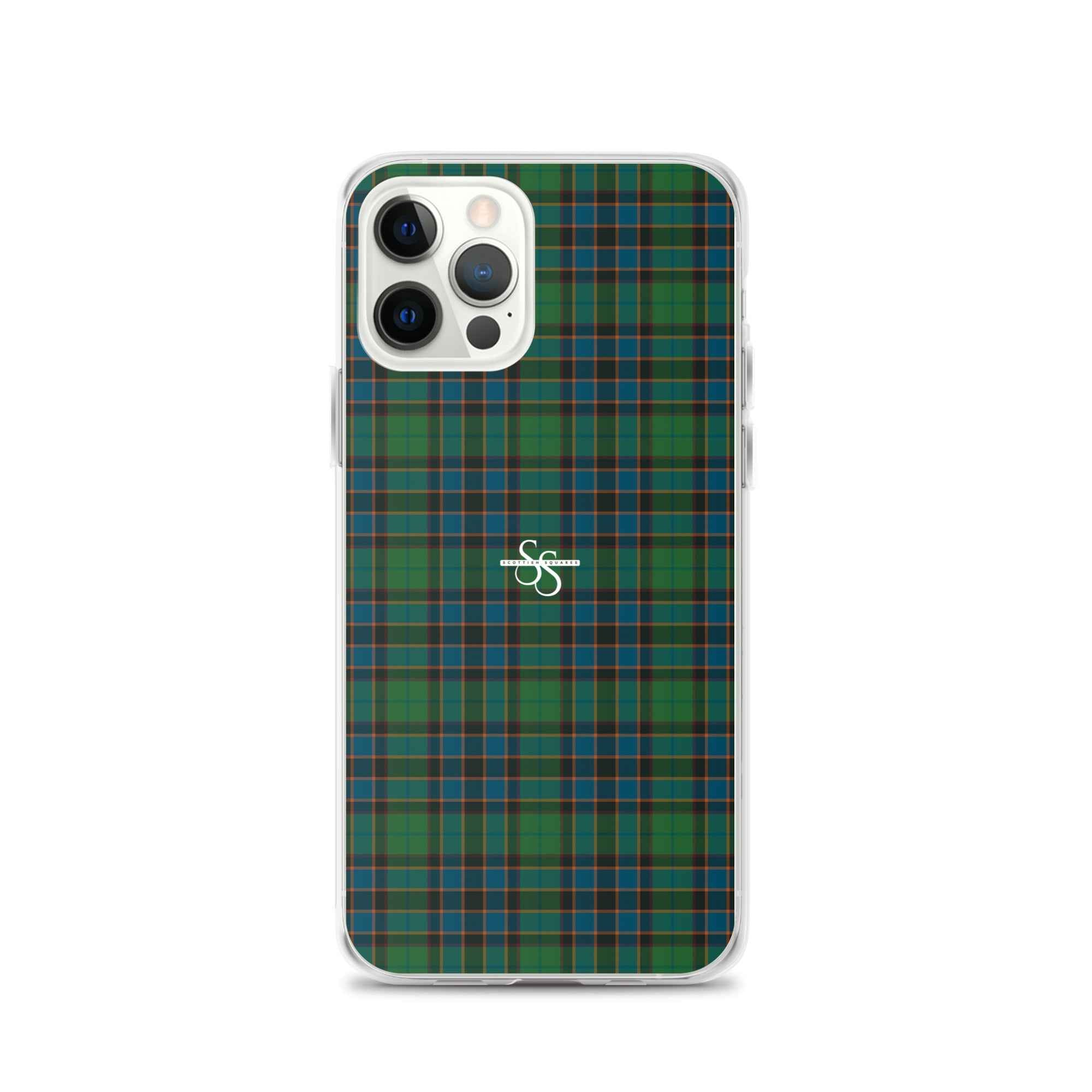 Clear Case for iPhone Green Blue Orange Plaid Tartan
