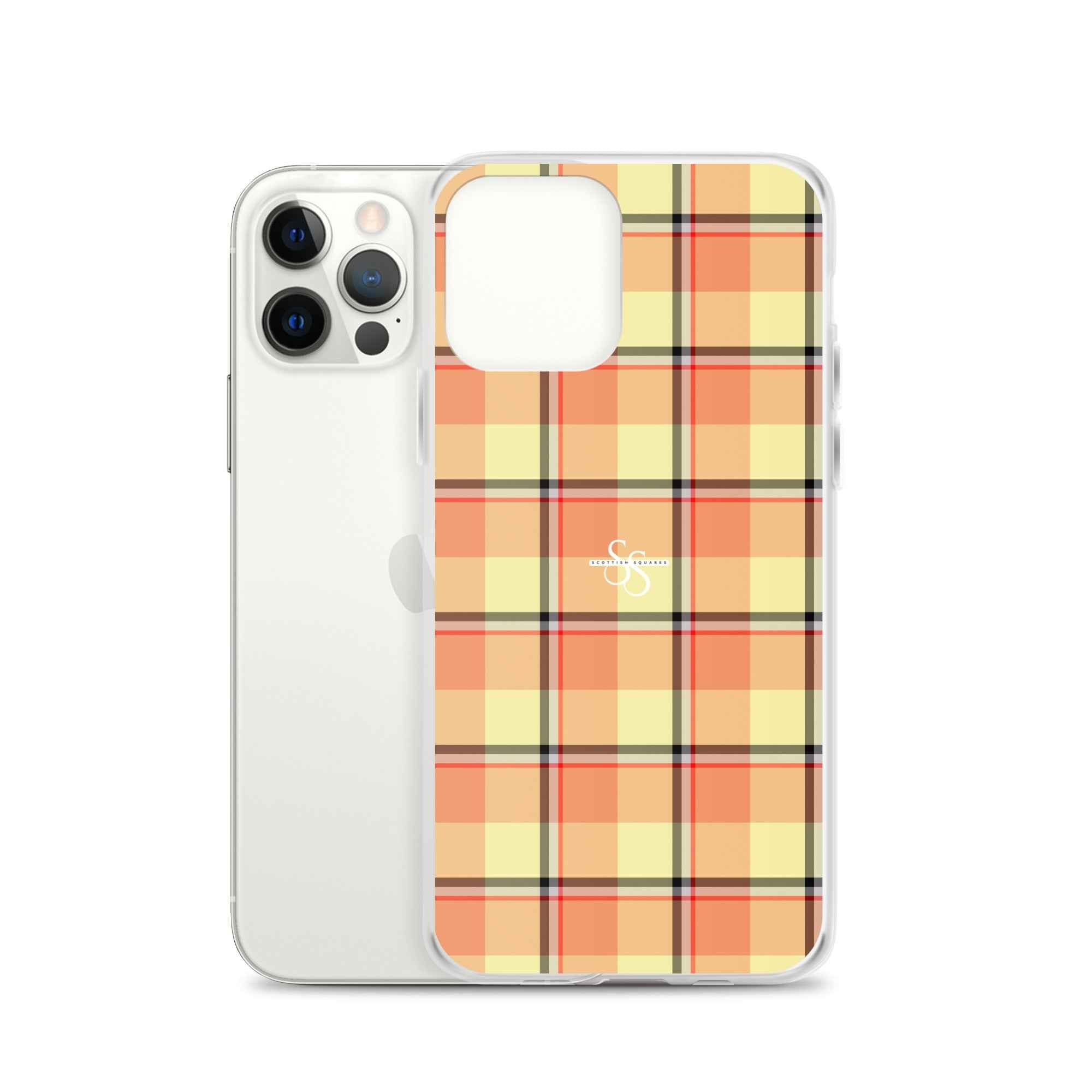 Clear Case for iPhone Claystone and Morning Mist Plaid - Scottish Squares