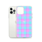 Clear Case for iPhone Mauve and Coastal Mist Plaid - Scottish Squares