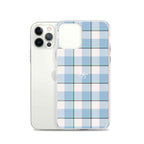Clear Case for iPhone Pink Cloud and Blue Lagoon Plaid - Scottish Squares