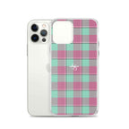 Clear Case for iPhone Vista Blue and Turkish Rose Plaid - Scottish Squares