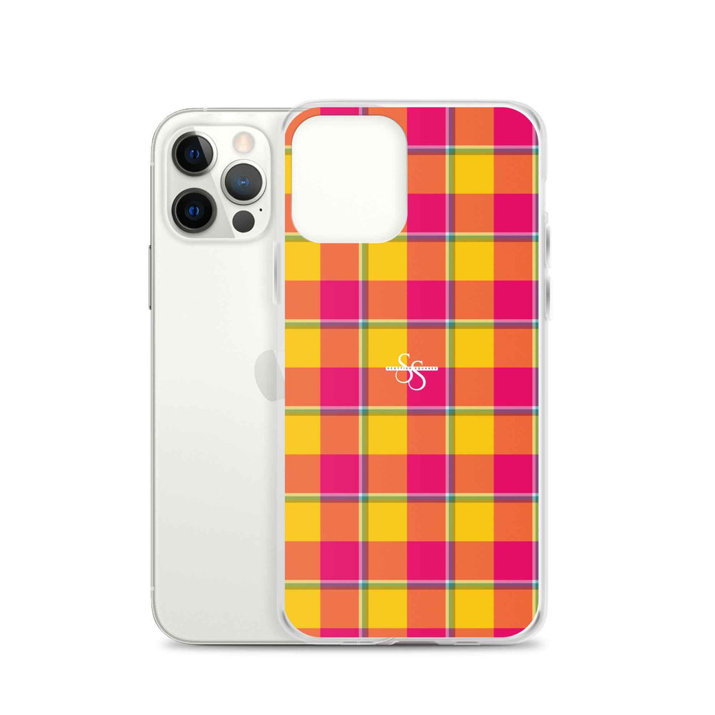 Clear Case for iPhone Corn and Razzmatazz Plaid - Scottish Squares