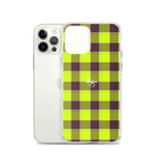 Clear Case for iPhone Electric Lime and Livid Brown Plaid - Scottish Squares