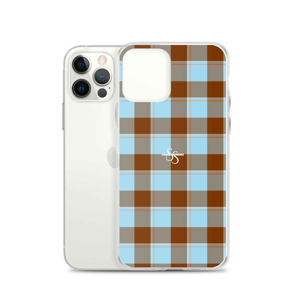 Clear Case for iPhone Blizzard Blue and Livid Brown Plaid - Scottish Squares