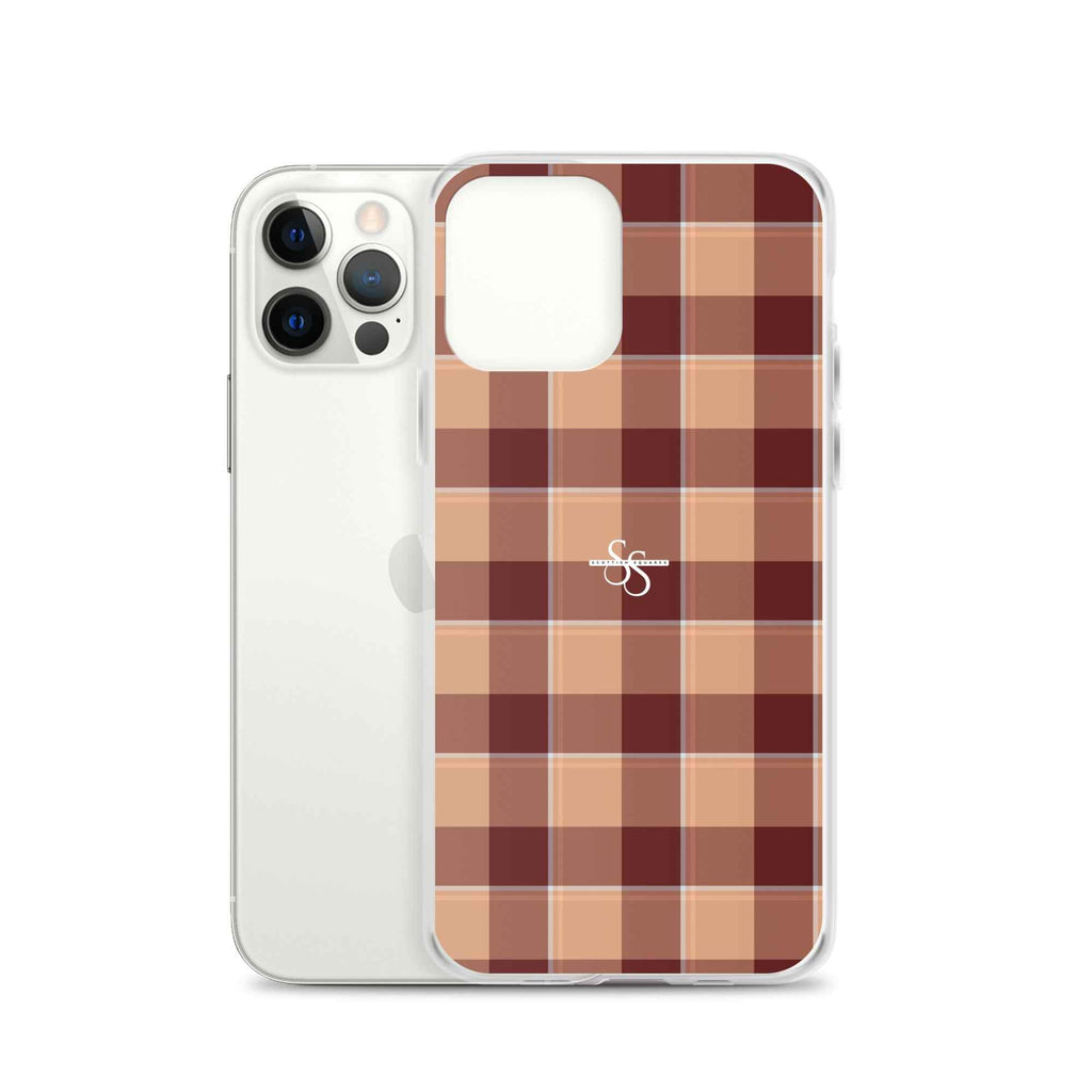 Clear Case for iPhone Whiskey and Livid Brown Plaid - Scottish Squares