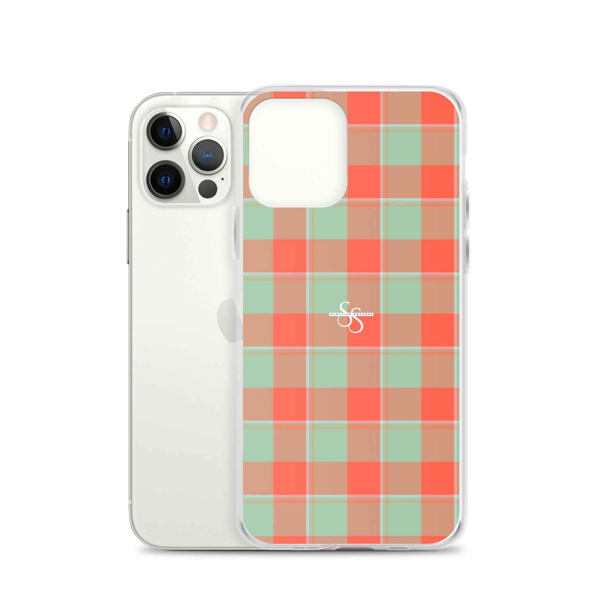 Clear Case for iPhone Spring Rain and Persimmon Plaid - Scottish Squares