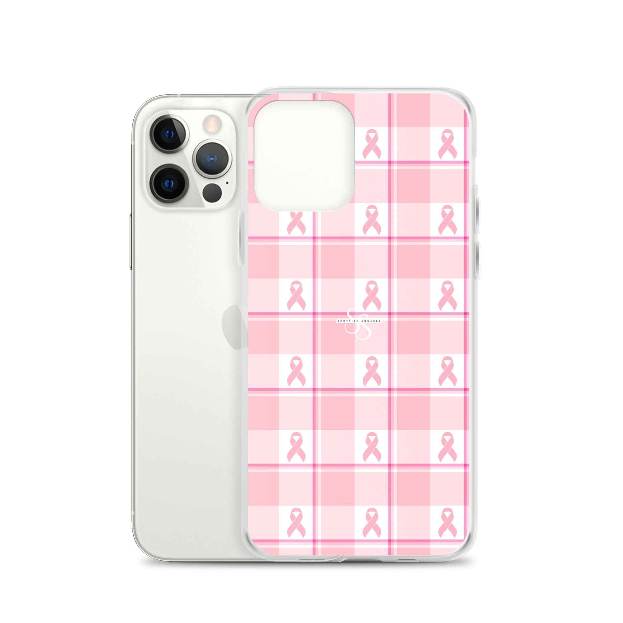 Clear Case for iPhone Breast Cancer Awareness Plaid - Scottish Squares