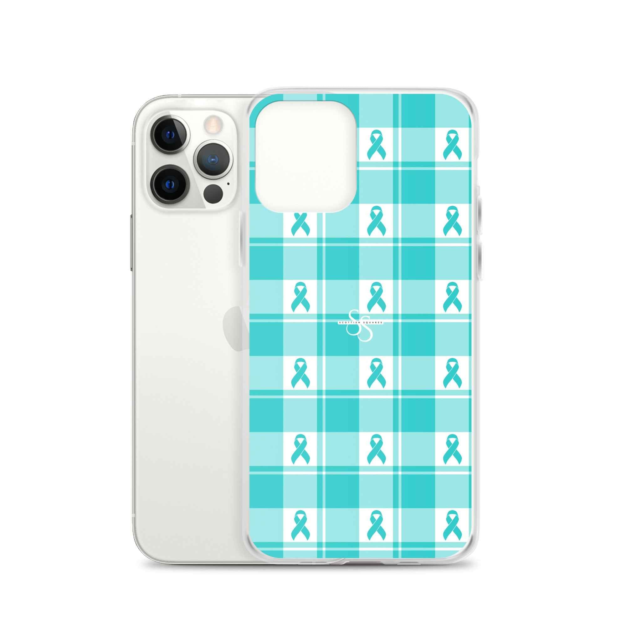 Clear Case for iPhone Ovarian Cancer Awareness Plaid - Scottish Squares