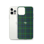 Clear Case for iPhone Green Blue Orange Plaid Tartan