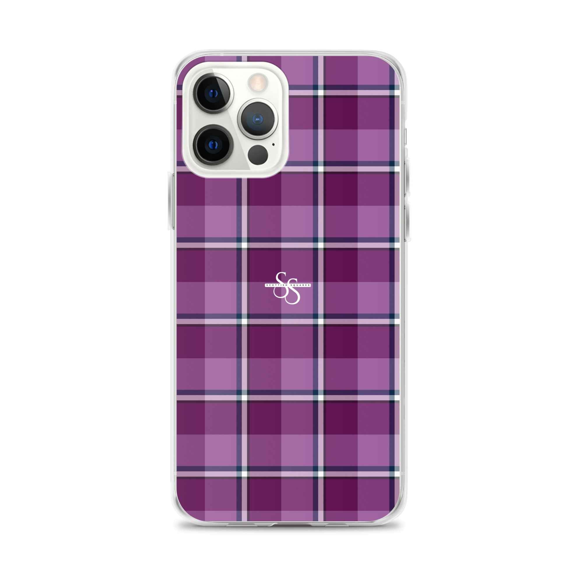 Clear Case for iPhone Purple and Trendy Pink Plaid iPhone 12 Pro Max - Scottish Squares
