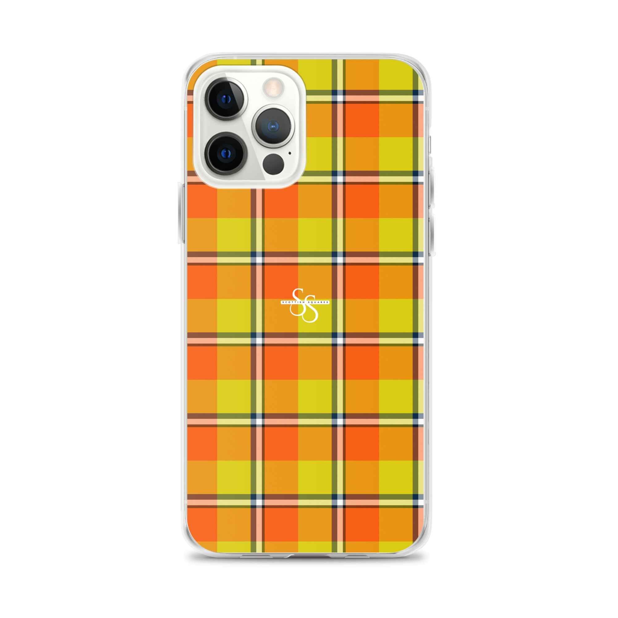 Clear Case for iPhone Blaze Orange and Bird Flower Plaid iPhone 12 Pro Max - Scottish Squares