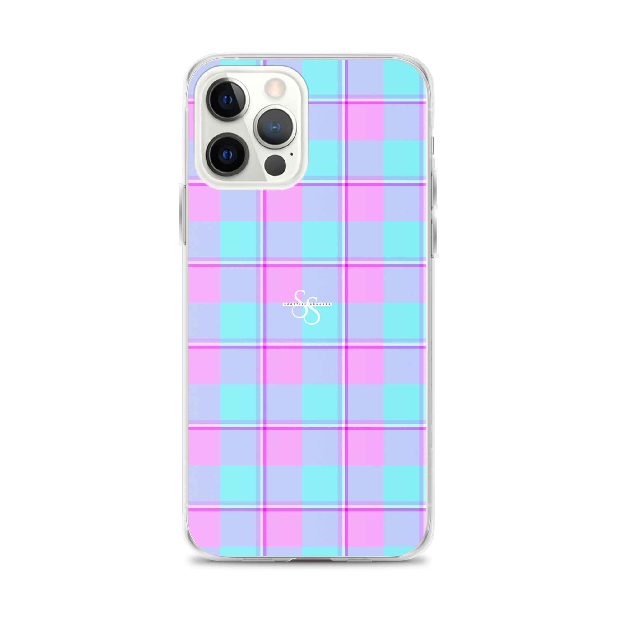 Clear Case for iPhone Mauve and Coastal Mist Plaid iPhone 12 Pro Max - Scottish Squares