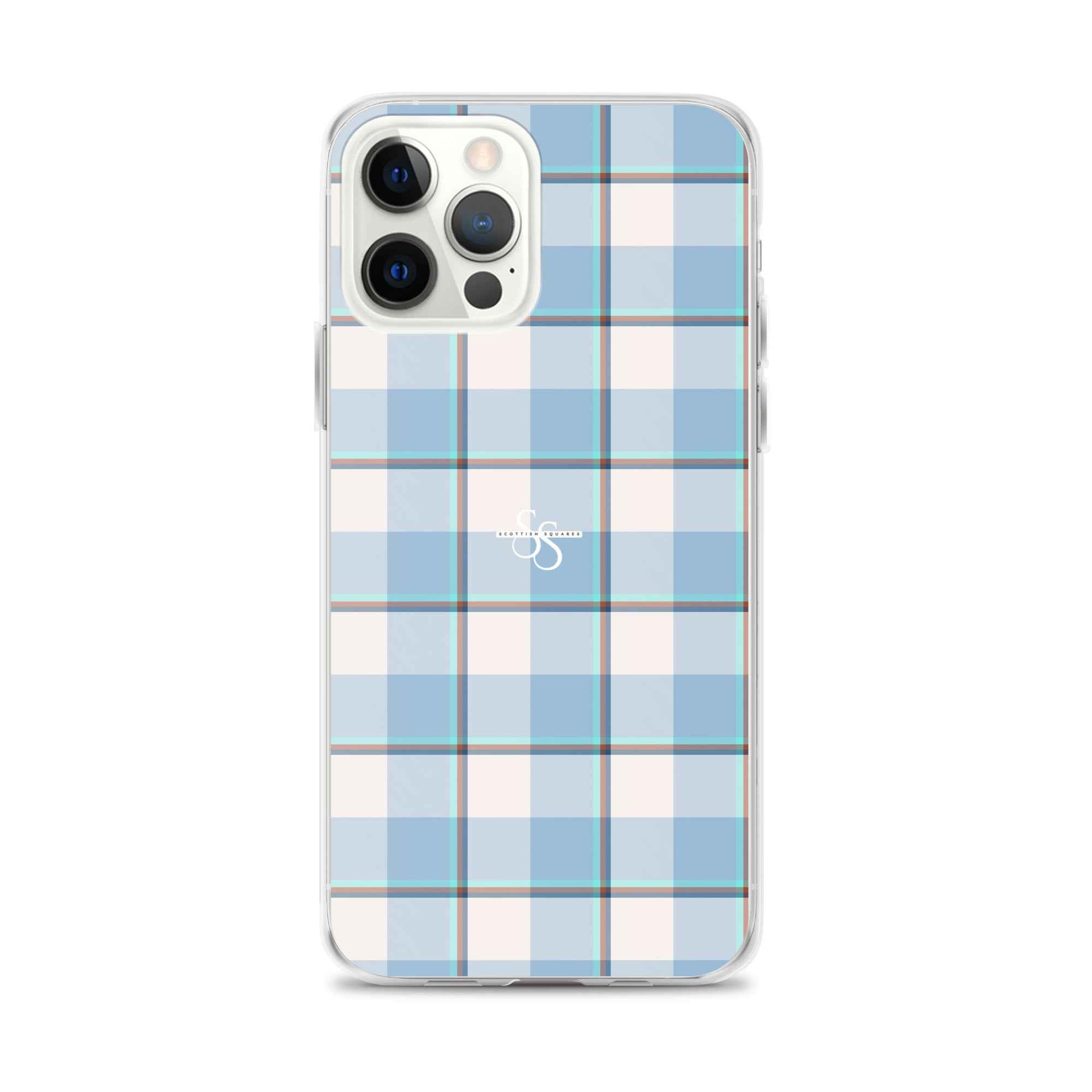 Clear Case for iPhone Pink Cloud and Blue Lagoon Plaid iPhone 12 Pro Max - Scottish Squares