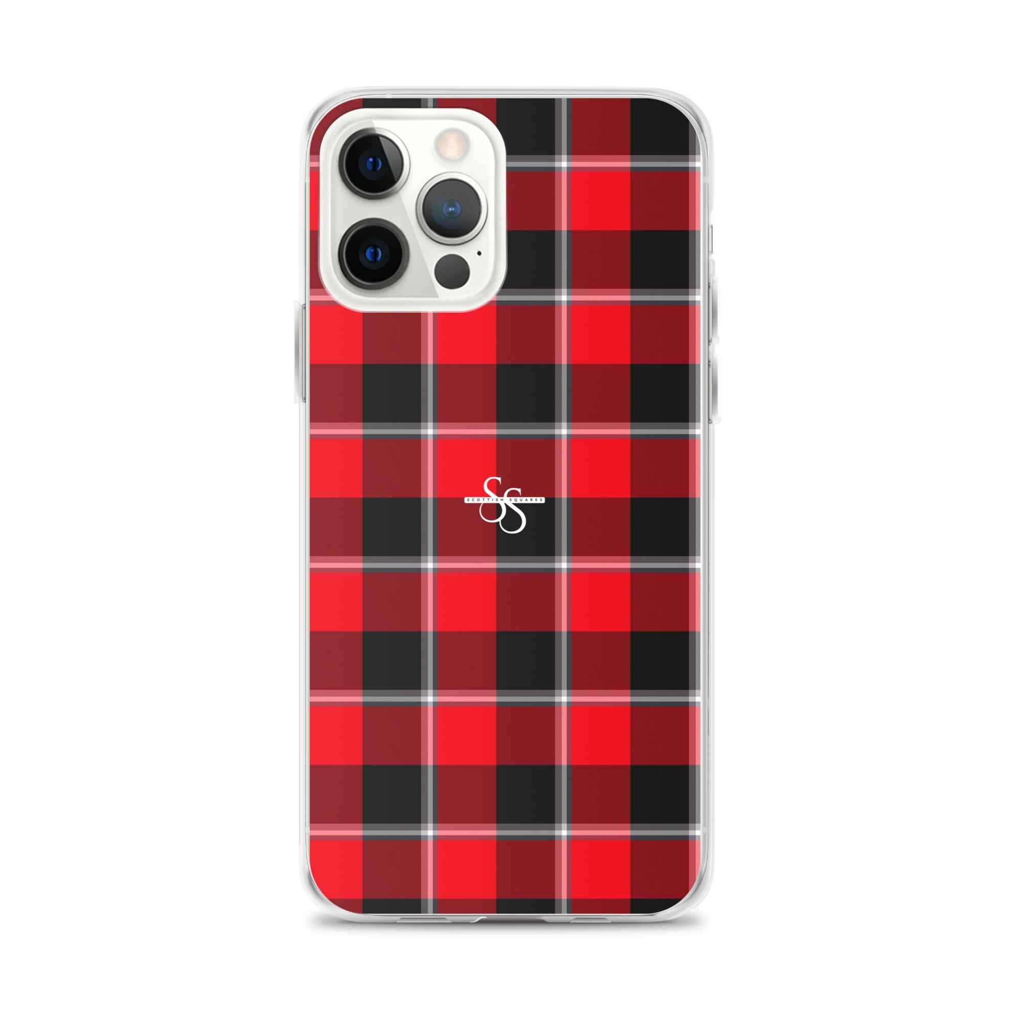 Clear Case for iPhone Red Ribbon and Heavy Metal Plaid iPhone 12 Pro Max - Scottish Squares