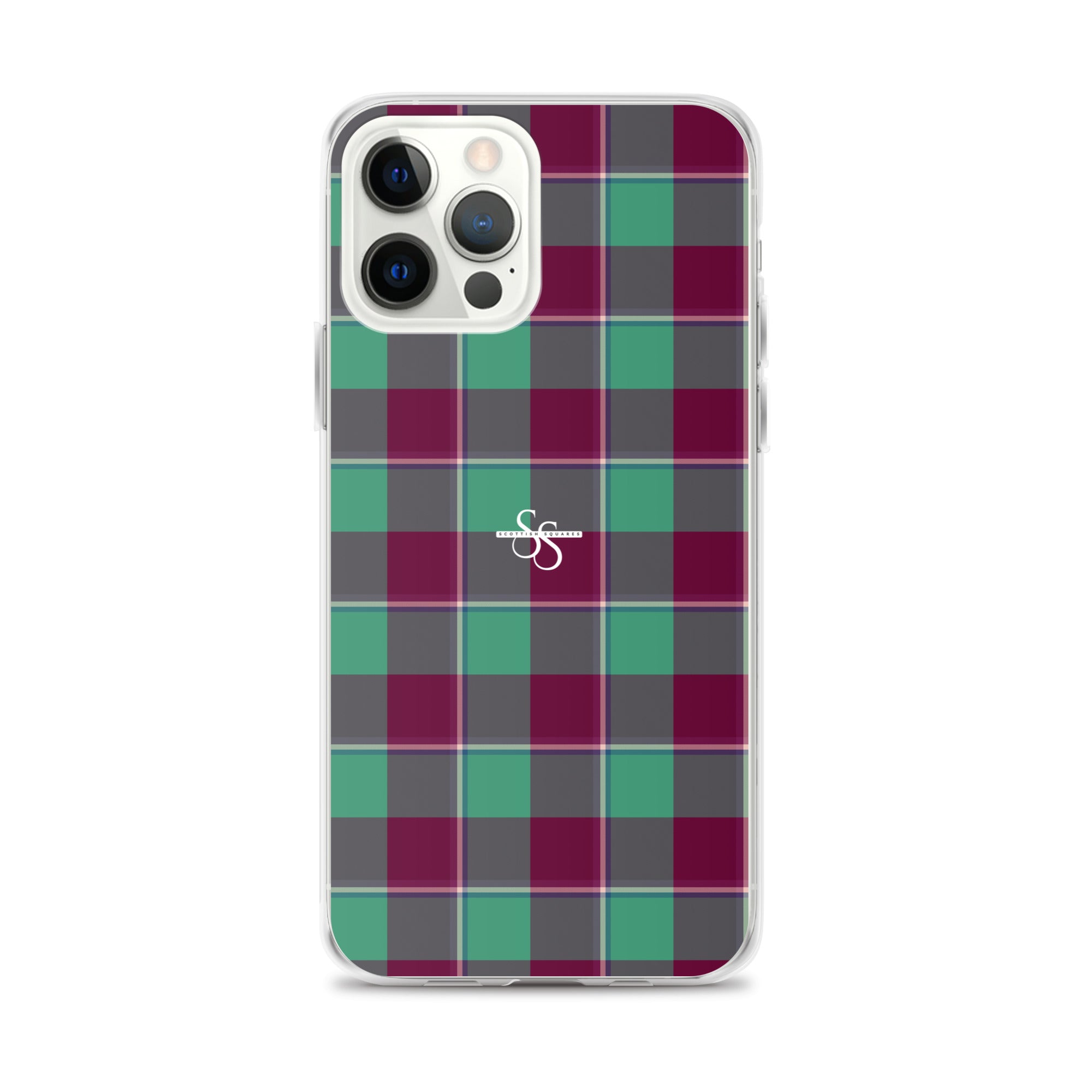 Clear Case for iPhone Ocean Green and Mulberry Wood Plaid iPhone 12 Pro Max - Scottish Squares