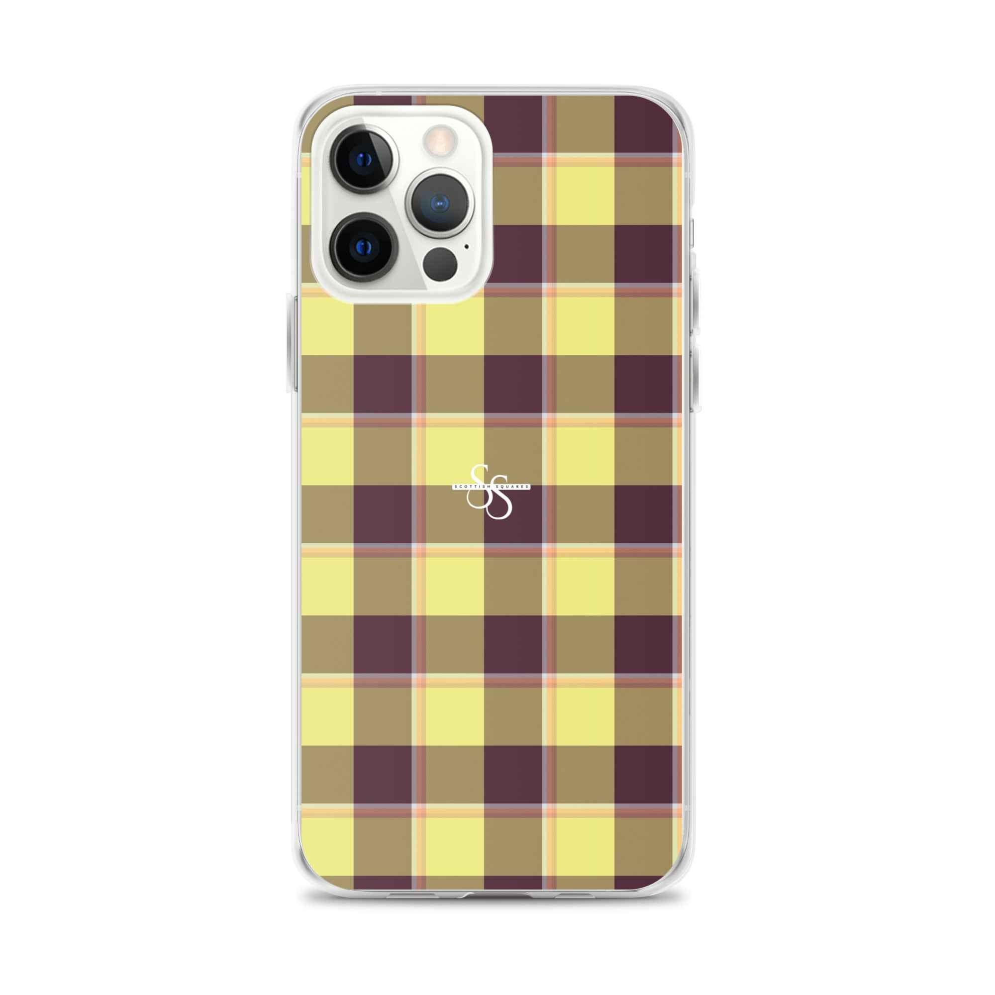 Clear Case for iPhone Flax and Livid Brown Plaid iPhone 12 Pro Max - Scottish Squares