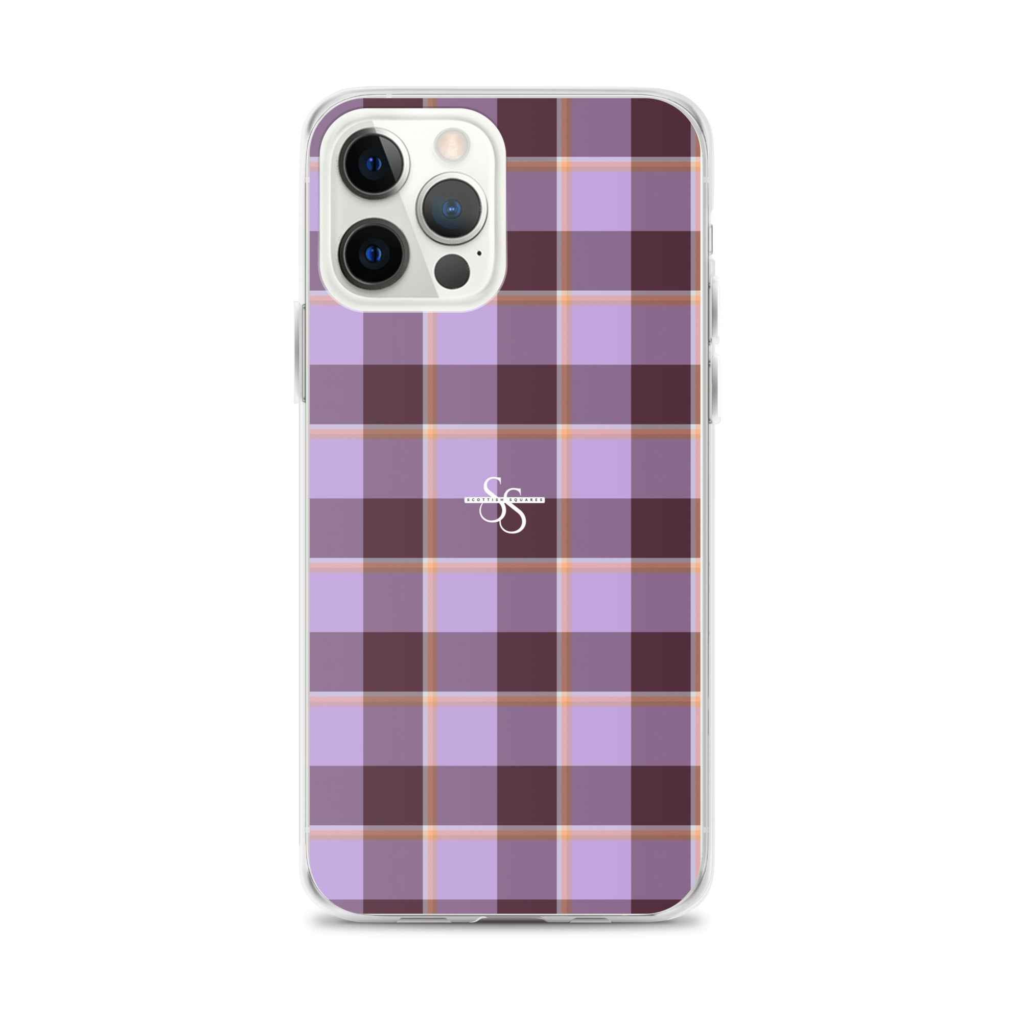 Clear Case for iPhone Light Wisteria and Livid Brown Plaid iPhone 12 Pro Max - Scottish Squares