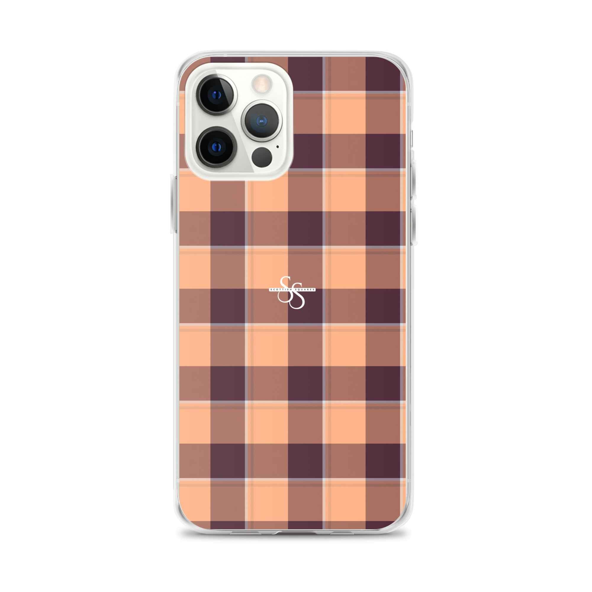Clear Case for iPhone Hit Pink and Livid Brown Plaid iPhone 12 Pro Max - Scottish Squares