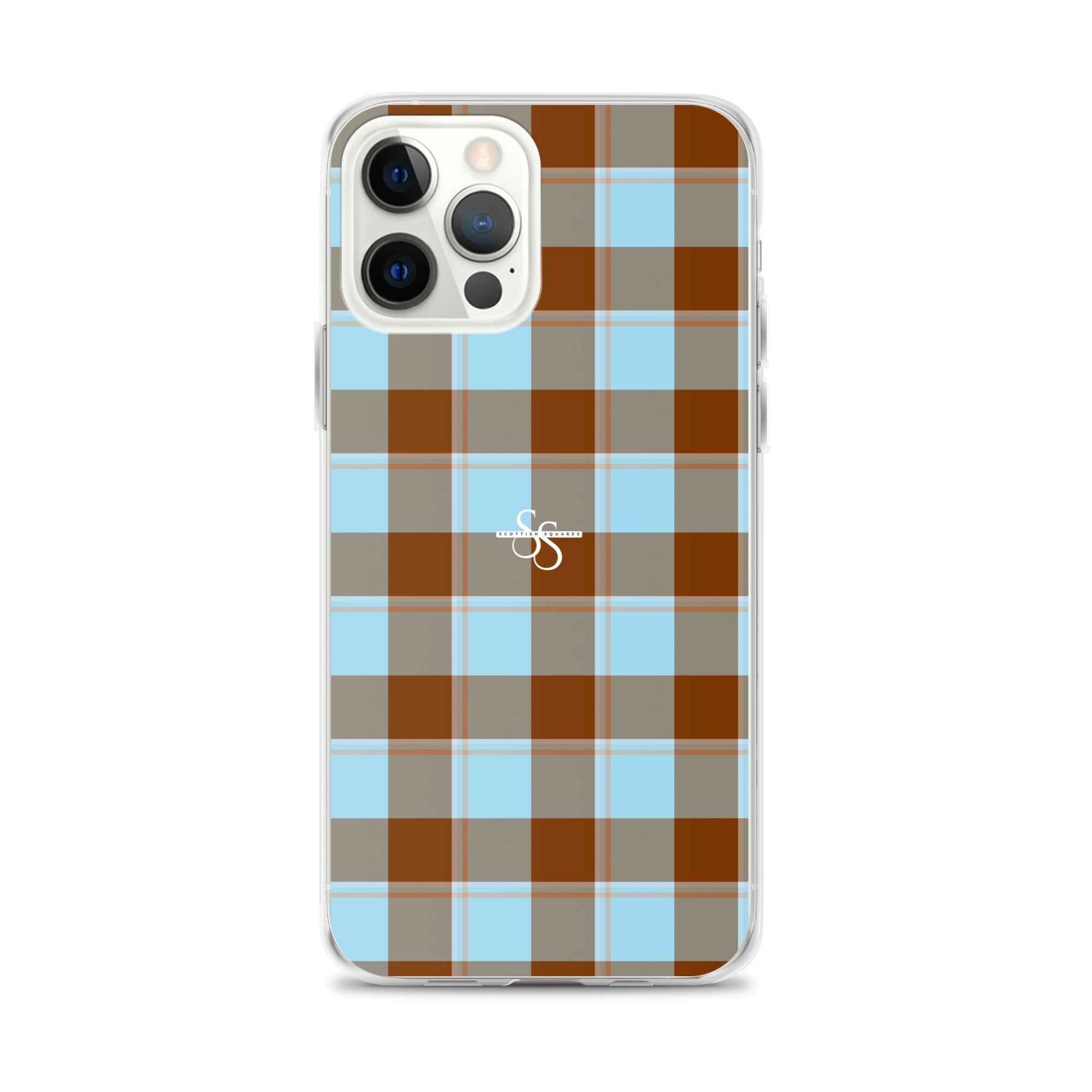 Clear Case for iPhone Blizzard Blue and Livid Brown Plaid iPhone 12 Pro Max - Scottish Squares