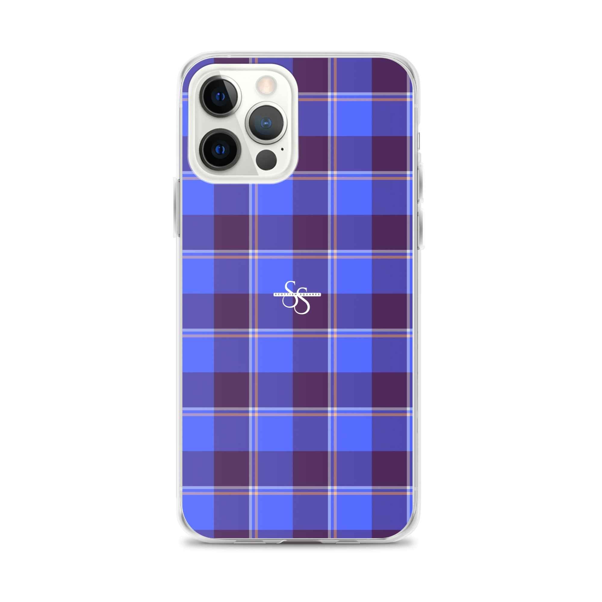 Clear Case for iPhone Cornflower Blue and Livid Brown Plaid iPhone 12 Pro Max - Scottish Squares