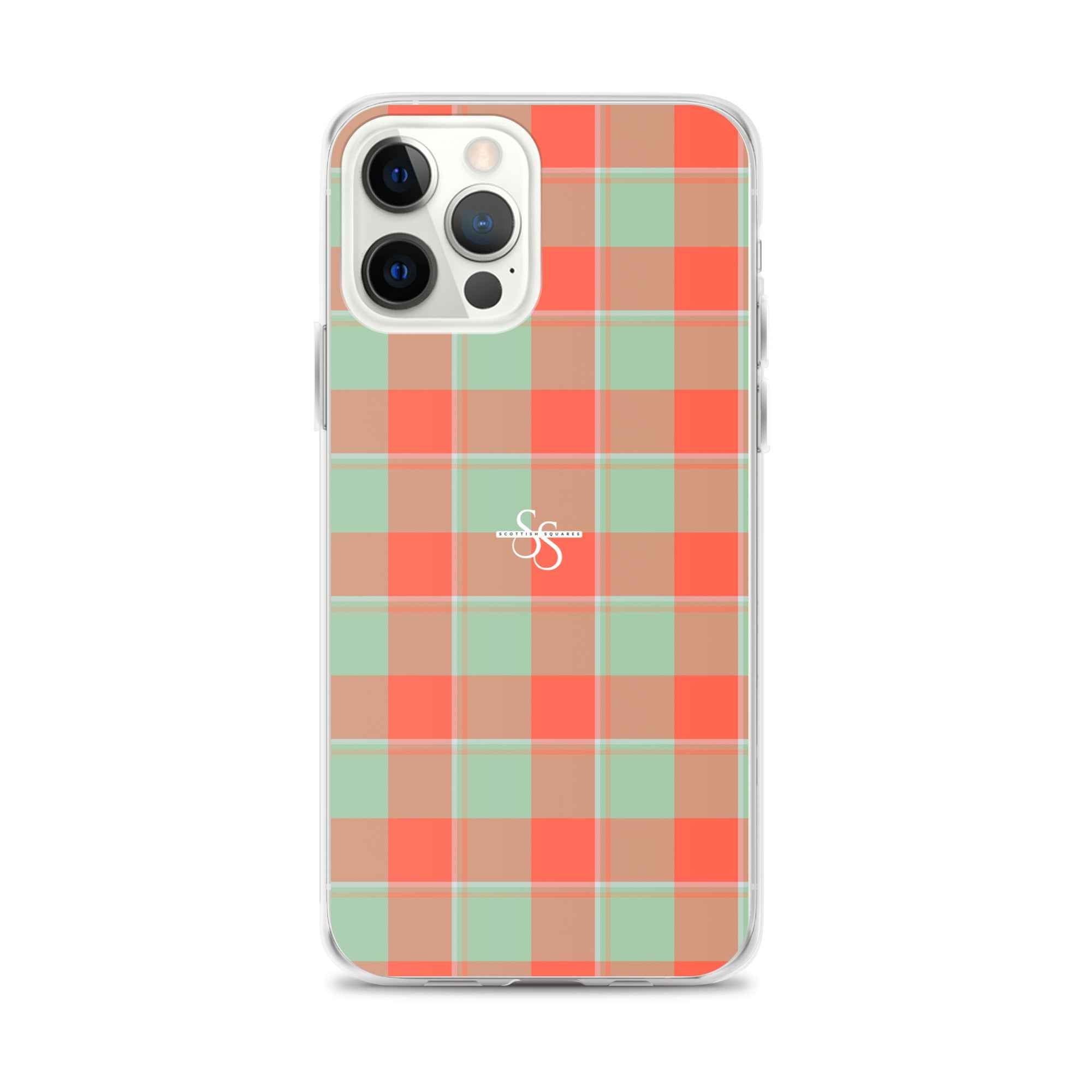 Clear Case for iPhone Spring Rain and Persimmon Plaid iPhone 12 Pro Max - Scottish Squares