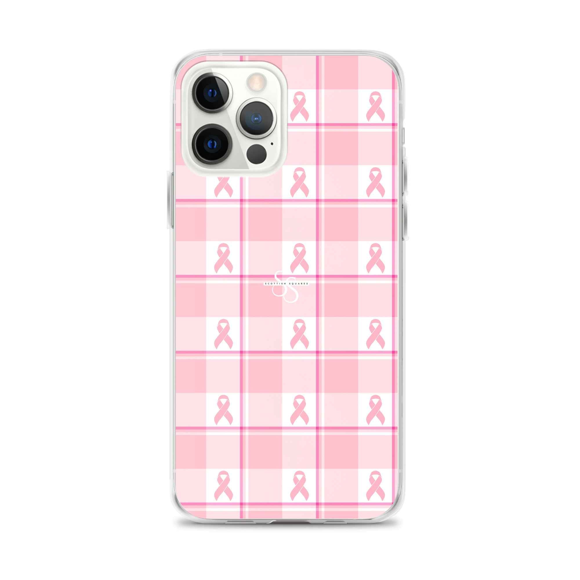 Clear Case for iPhone Breast Cancer Awareness Plaid iPhone 12 Pro Max - Scottish Squares